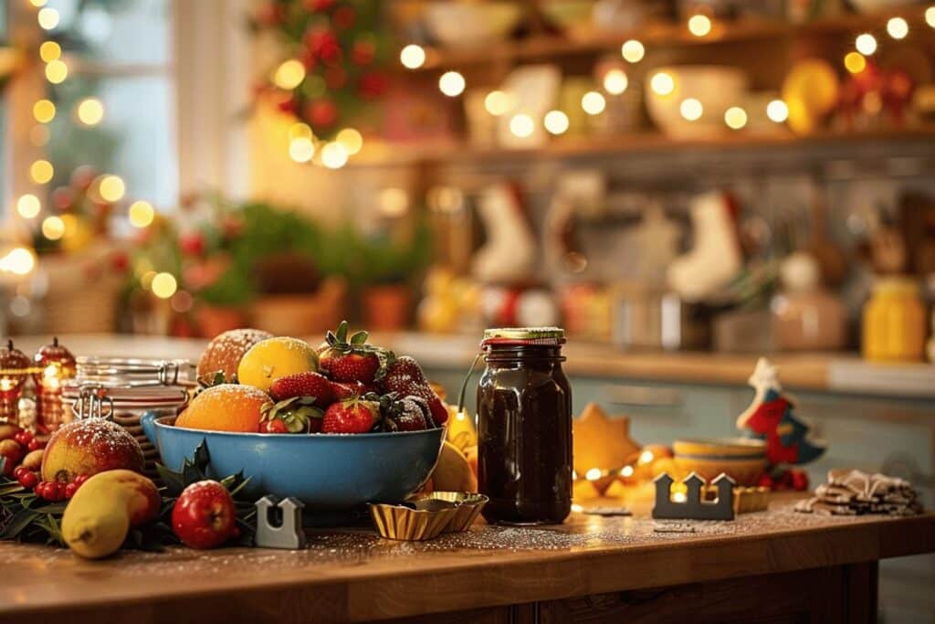 Enfants savourant un goûter festif de Noël