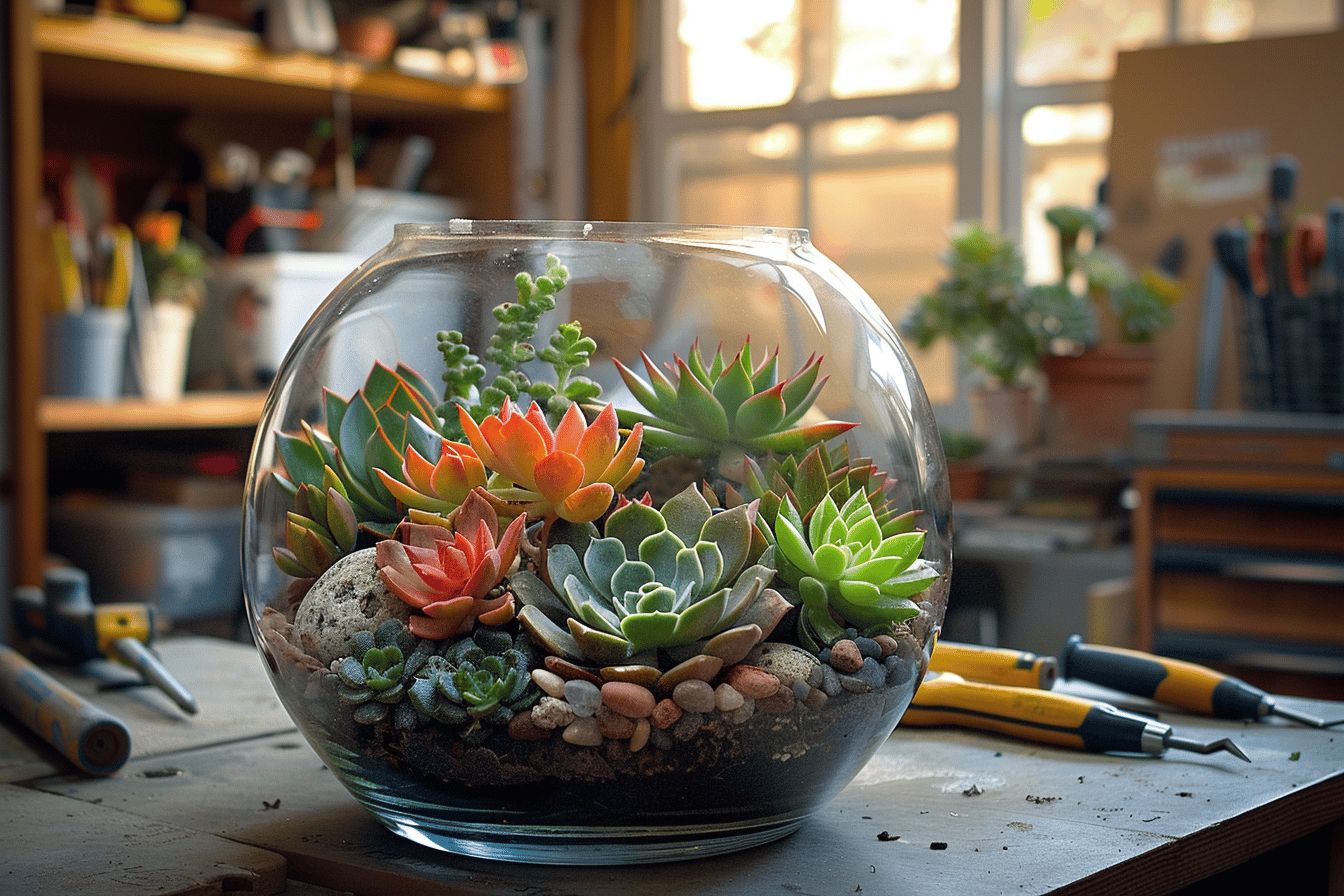 Terrarium verdoyant pour art floral culinaire