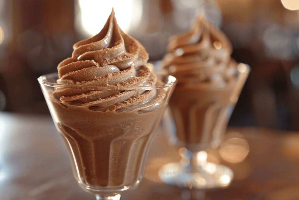 Mousse légère au chocolat garnie de copeaux