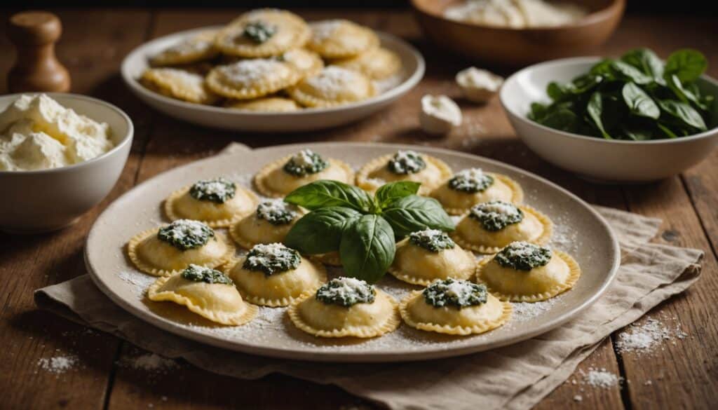 Ravioles et pâtes fraîches servies dans une assiette